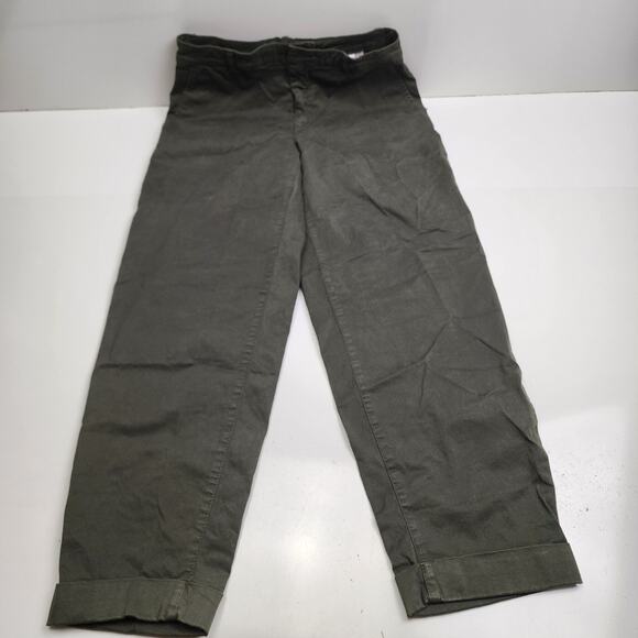 ZARA Army Green Long Cuffed Dressy Pants w/ Pockets Women's Size 4 (36) - Picture 1 of 6